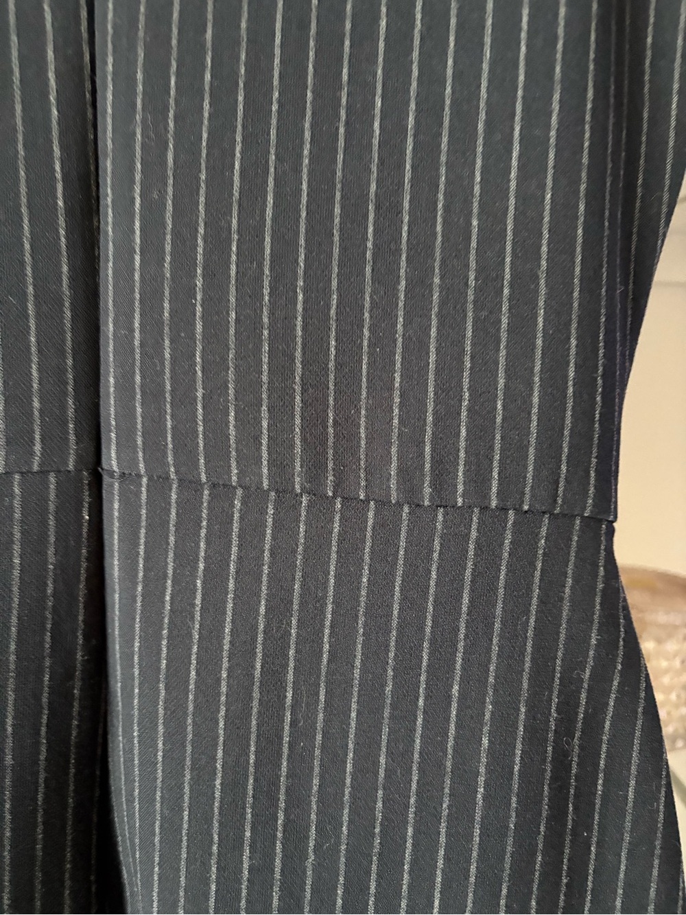 Classic Sleeveless Pinstripe Sheath Dress - Navy - Picture 8 of 13